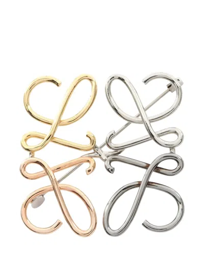 Pre-owned Loewe 2010s Anagram Brooch In Gold