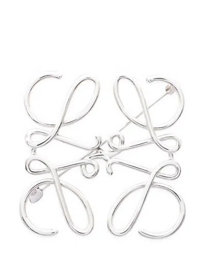 Pre-owned Loewe 2010s Anagram Brooch In Silver