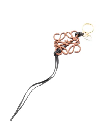 Pre-owned Loewe 2010s Anagram Charm Key Ring In Brown