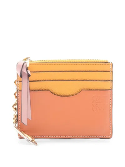 Pre-owned Loewe 2010s Anagram Coin Card Holder In Orange