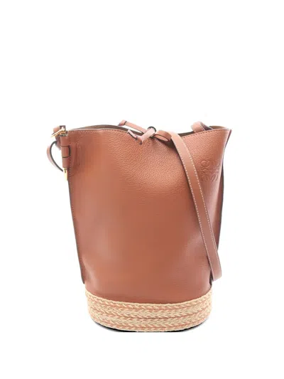 Pre-owned Loewe 2010s Anagram Gate Bucket Bag In Brown