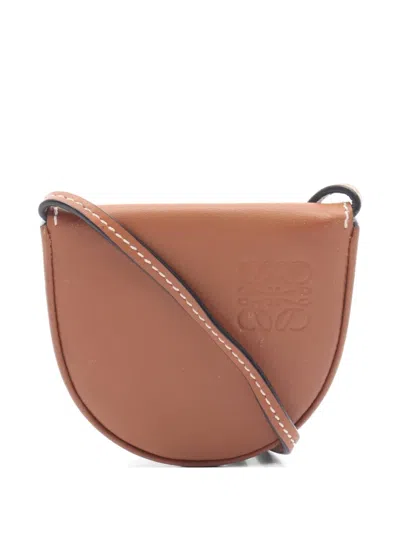 Pre-owned Loewe 2010s Anagram Heel Pouch Shoulder Bag In Brown
