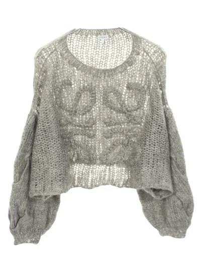 Pre-owned Loewe 2010s Anagram Knitted Sweater In Grey