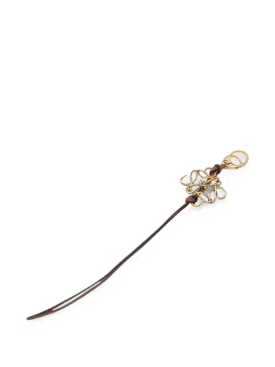 Pre-owned Loewe 2010s Anagram Leather Bag Charm In Gold