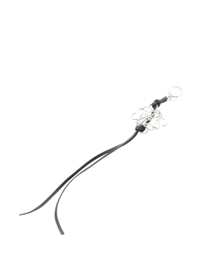 Pre-owned Loewe 2010s Anagram Leather Bag Charm In Silver