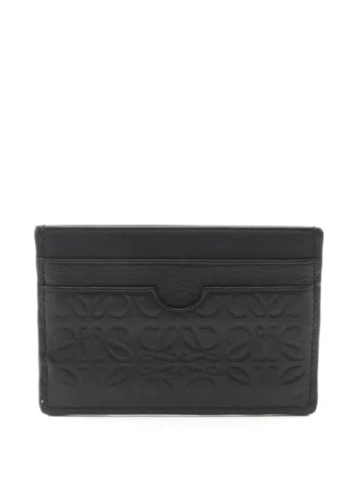 Pre-owned Loewe 2010s Anagram Leather Card Case In Black
