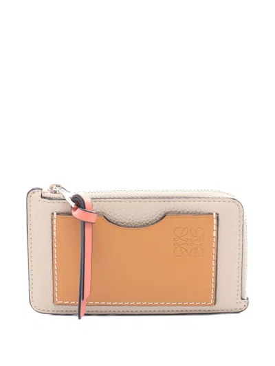Pre-owned Loewe 2010s Anagram Leather Card Holder In Gray