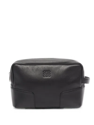Pre-owned Loewe 2010s Anagram Leather Clutch Bag In Black