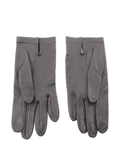 Pre-owned Loewe 2010s Anagram Leather Gloves In Black
