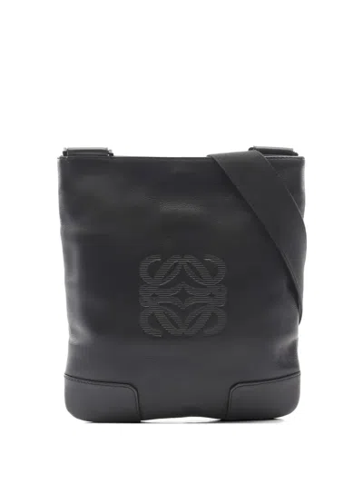 Pre-owned Loewe 2010s Anagram Leather Shoulder Bag In Black