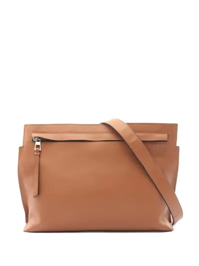 Pre-owned Loewe 2010s Anagram Leather Shoulder Bag In Brown