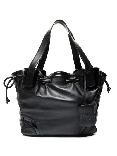 Pre-owned Loewe 2010s Anagram Leather Tote Bag In Black