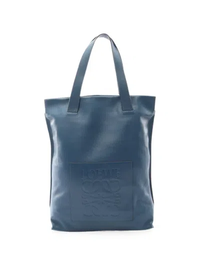 Pre-owned Loewe 2010s Anagram Leather Tote Bag In Blue