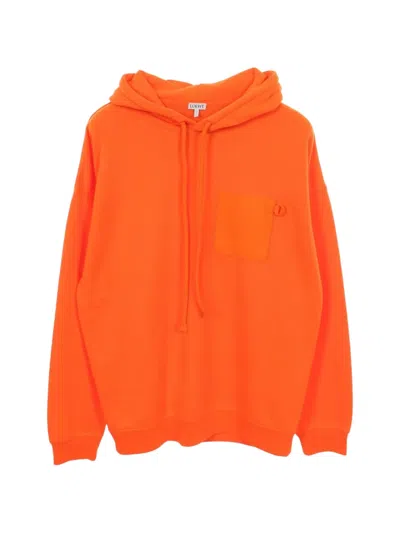 Pre-owned Loewe 2010s Anagram Leather-patch Hoodie In Orange