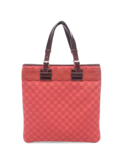 Pre-owned Loewe 2010s Anagram Leather-trim Tote Bag In レッド