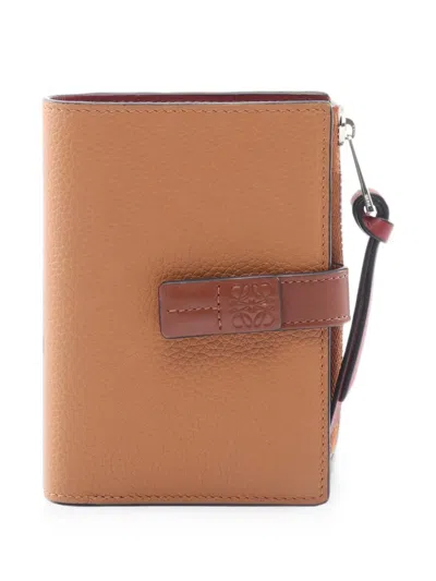 Pre-owned Loewe 2010s Anagram Slim Zip Wallet In Neutrals