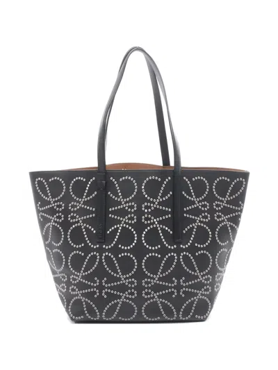 Pre-owned Loewe 2010s Anagram Studded Tote Bag In Black