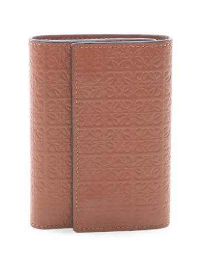 Pre-owned Loewe 2010s Anagram Trifold Wallet In Brown