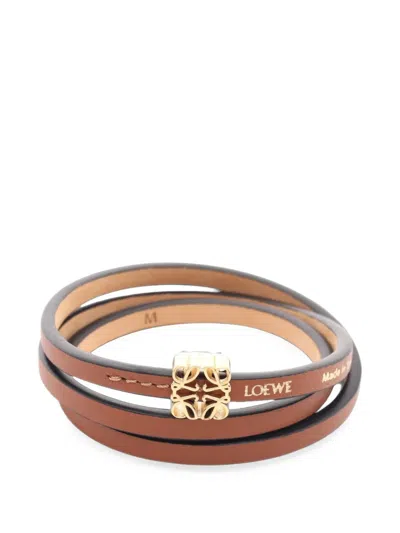 Pre-owned Loewe 2010s Anagram Twist Bangle Bracelet In Brown