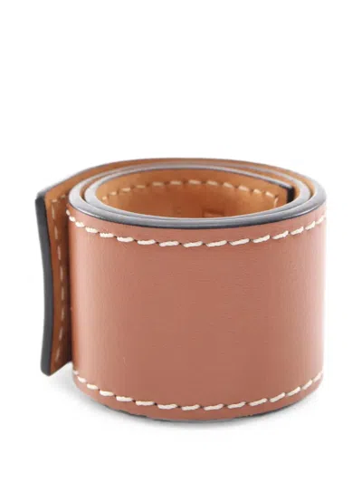 Pre-owned Loewe 2010s Anagram-detail Leather Bangle In Brown