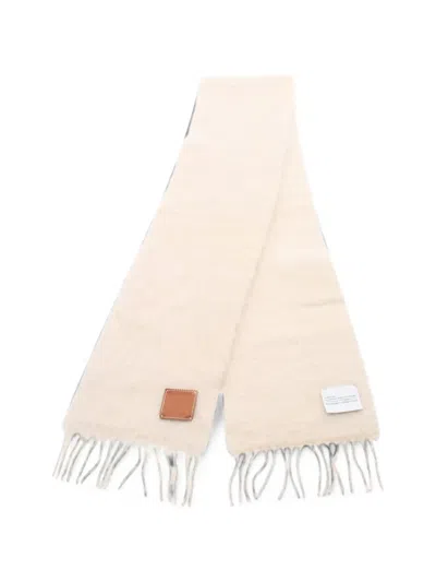 Pre-owned Loewe 2010s Anagram-patch Scarf In Neutral