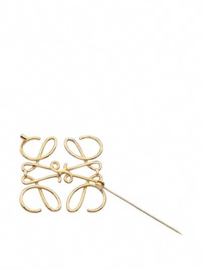 Pre-owned Loewe 2010s Anagram-signature Brooch In Gold