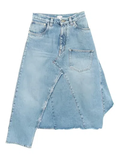 Pre-owned Loewe 2010s Asymmetric Denim Midi Skirt In Blue