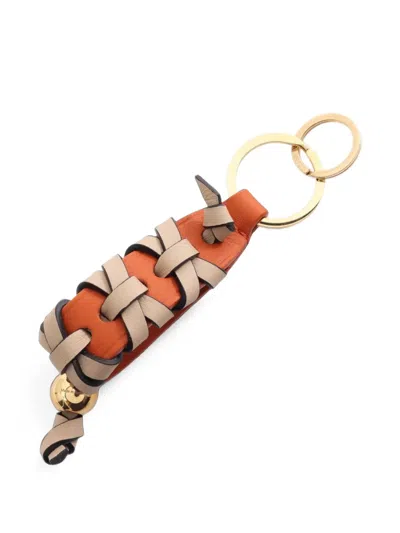 Pre-owned Loewe 2010s Braided-strap Key Ring In 橘色