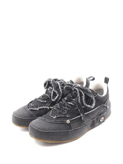 Pre-owned Loewe 2010s Deconstructed Denim Sneakers In Gray