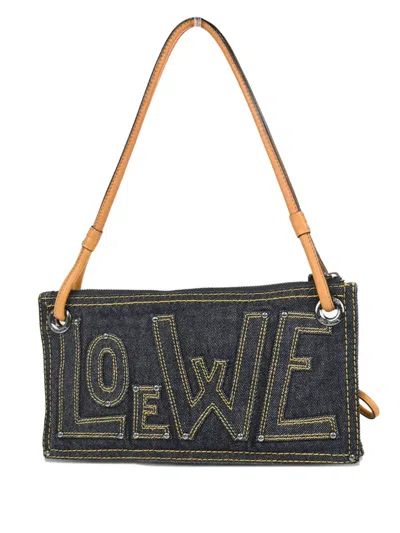 Pre-owned Loewe 2010s Denim Leather Shoulder Bag In Blue
