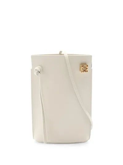 Pre-owned Loewe 2010s Dice Pocket Bucket Bag In White