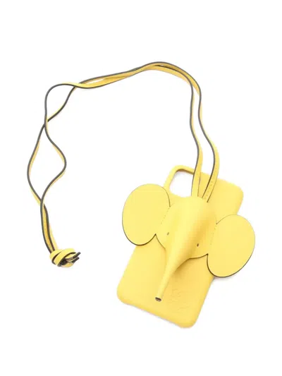 Pre-owned Loewe 2010s Elephant Leather Iphone Case In Yellow