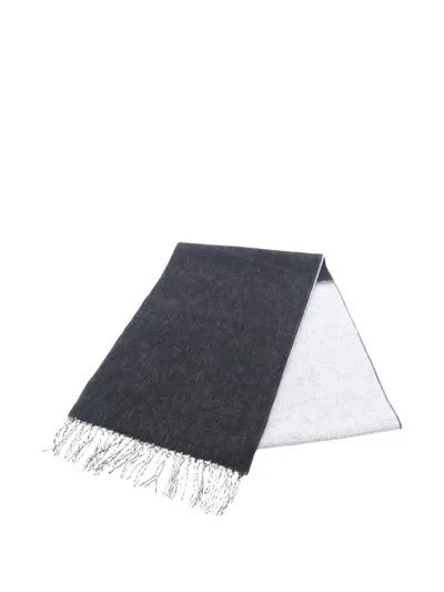 Pre-owned Loewe 2010s Embroidered-anagram Wool Scarf In Black