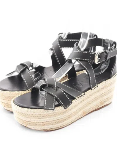 Pre-owned Loewe 2010s Gate Leather Espadrilles Sandals In Black
