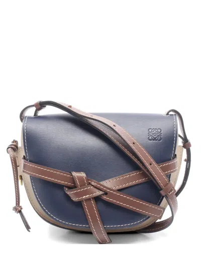 Pre-owned Loewe 2010s Gate Leather Shoulder Bag In Blue