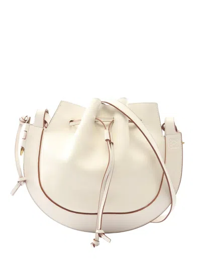 Pre-owned Loewe 2010s Horseshoe Leather Bucket Bag In Neutral