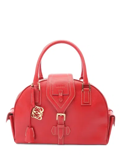 Pre-owned Loewe 2010s Leather Traveler Bowling Handbag In Red