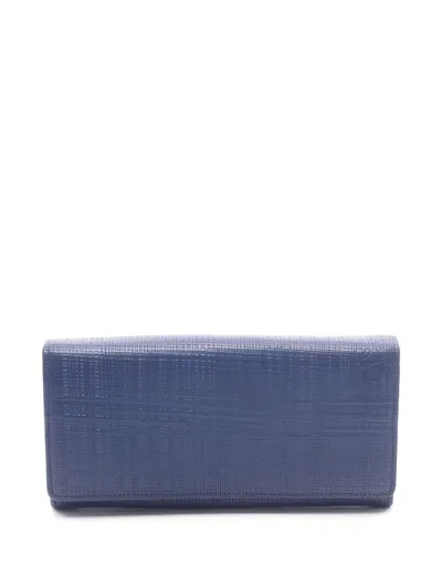 Pre-owned Loewe 2010s Linen Bi-fold Wallet In Blue