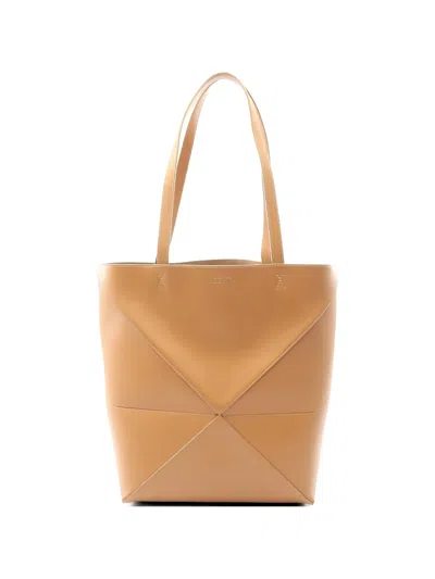 Pre-owned Loewe 2010s Medium Puzzle Leather Shoulder Bag In Neutral