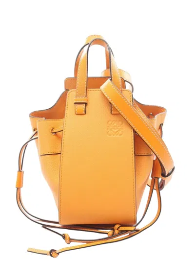 Pre-owned Loewe 2010s Mini Hammock Drawstring Leather Tote Bag In Orange