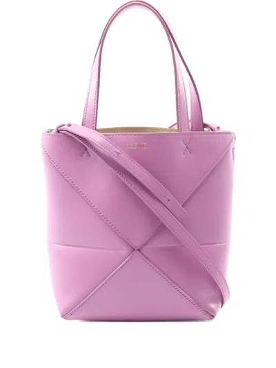 Pre-owned Loewe 2010s Mini Puzzle Fold Leather Handbag In Pink