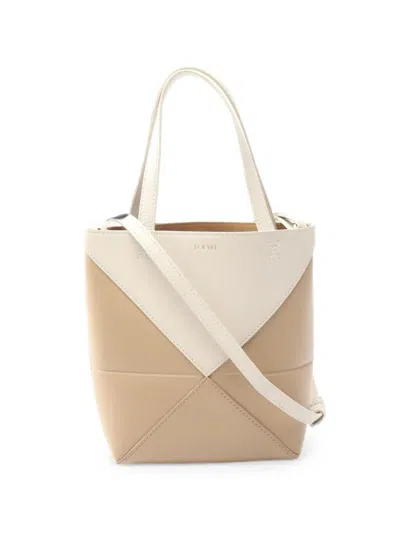 Pre-owned Loewe 2010s Mini Puzzle Fold Tote Bag In Neutrals