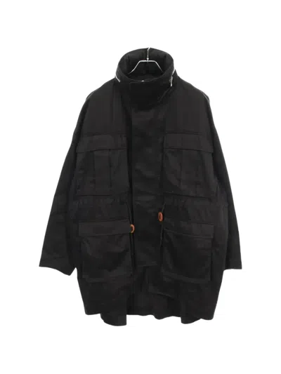 Pre-owned Loewe 2010s Multi-pocket Hooded Coat In Black