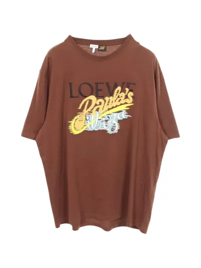 Pre-owned Loewe 2010s Paula's Ibiza Logo-embroidered T-shirt In Brown