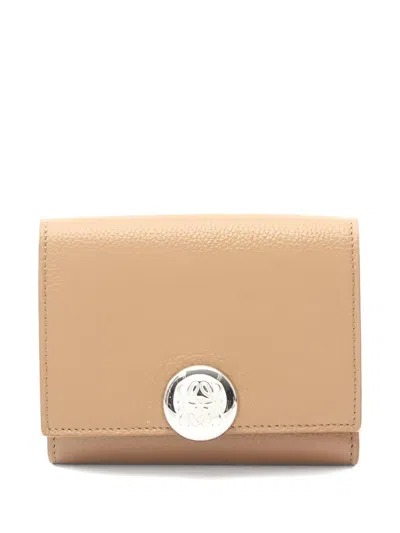 Pre-owned Loewe 2010s Pebble Trifold Leather Wallet In Neutral