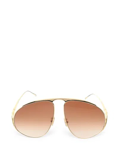 Pre-owned Loewe 2010s Pilot-frame Sunglasses In Gold