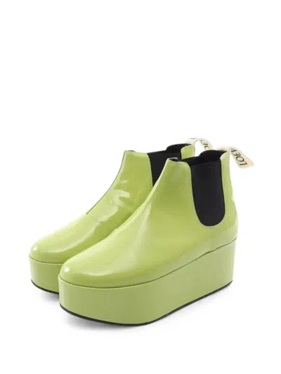 Pre-owned Loewe 2010s Platform Chelsea Boots In Green