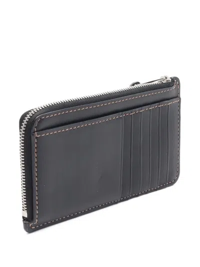 Pre-owned Loewe 2010s Puzzle Zip-around Leather Card Holder In Black