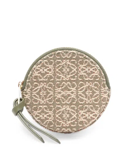 Pre-owned Loewe 2010s Repeat Anagram Coin Purse In Green