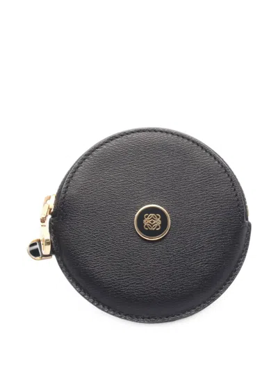 Pre-owned Loewe 2010s Round Leather Coin Purse In Black